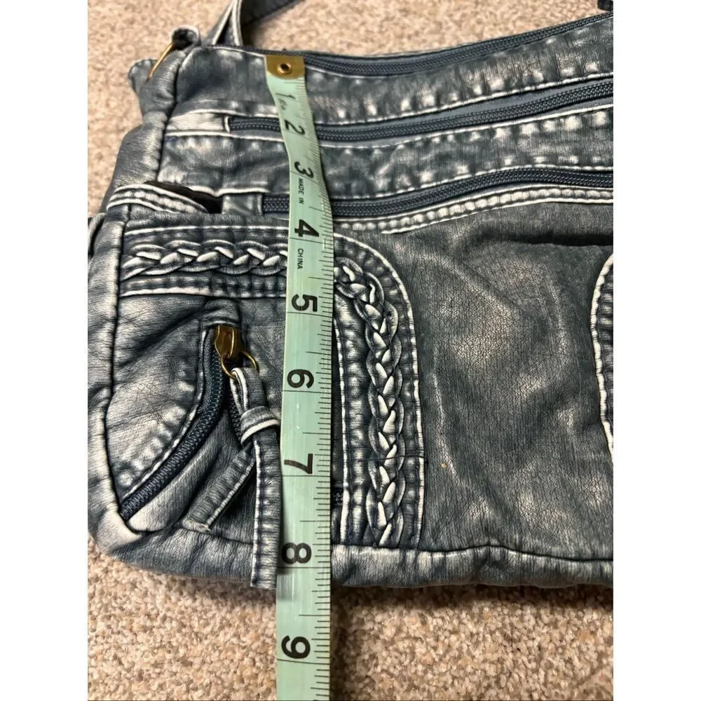Boho Denim Look Crossbody faux leather bag